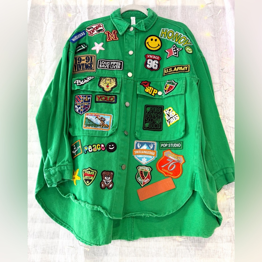 Green Patchwork Women's Jacket
